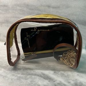 MB GREENE CLEAR CHAIN PURSE- gold and brown trim- Gameday approved! Brand new!
